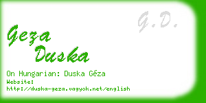 geza duska business card